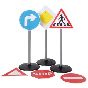Verkehrsschilder-Set (6St) mit 3 Ständer